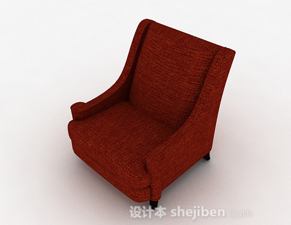 设计本简欧红色单人沙发3d模型下载