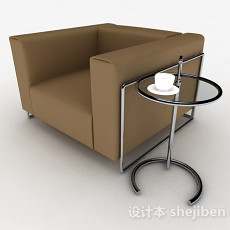 棕色简约单人沙发3d模型下载