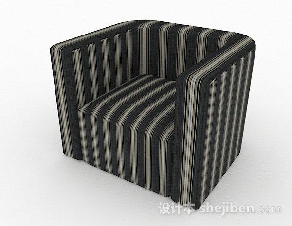 现代风格黑色条纹单人沙发3d模型下载
