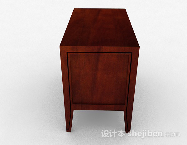 设计本木质棕色简约床头柜3d模型下载