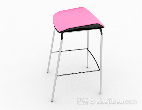 设计本粉色简约吧台凳3d模型下载