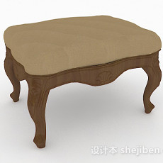 棕色简约沙发凳3d模型下载