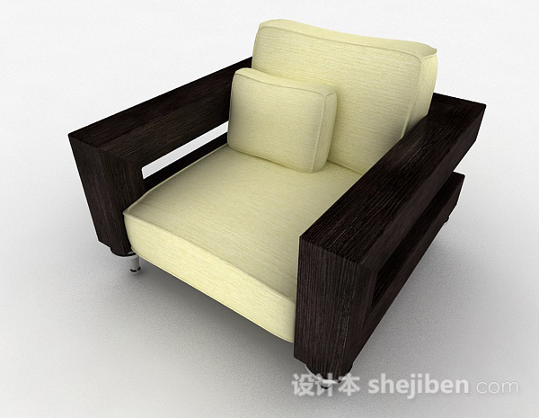 免费个性黑黄撞色单人沙发3d模型下载