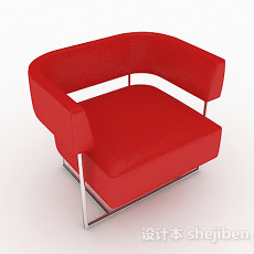 红色简约休闲单人沙发3d模型下载