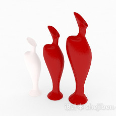 现代风格组合红色时尚花瓶3d模型下载