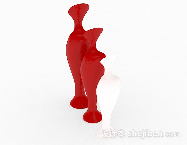 设计本现代风格组合红色时尚花瓶3d模型下载