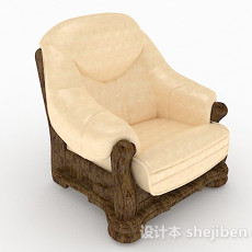 黄色木质单人沙发3d模型下载