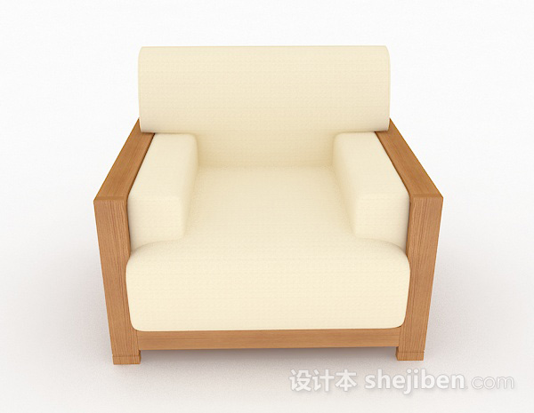 田园风格田园木质单人沙发3d模型下载
