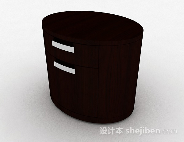现代风格木质椭圆形床头柜3d模型下载