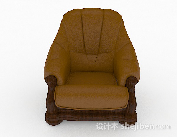 现代风格棕色木质单人沙发3d模型下载
