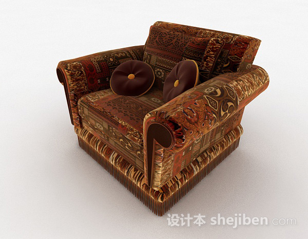 东南亚棕色单人沙发3d模型下载