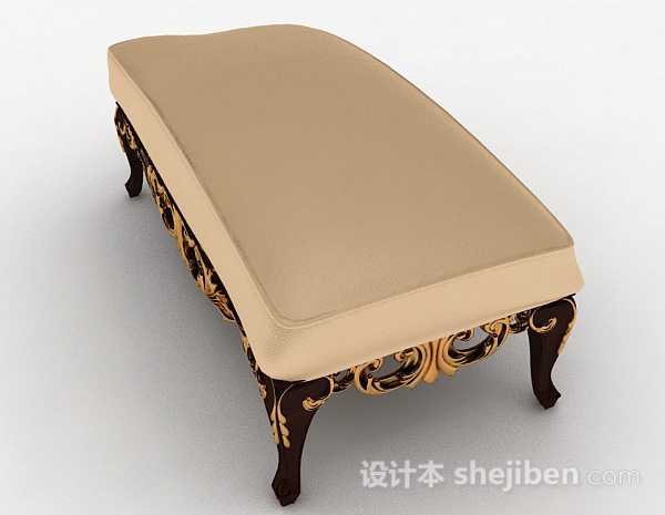 设计本欧式风格米色脚凳沙发3d模型下载
