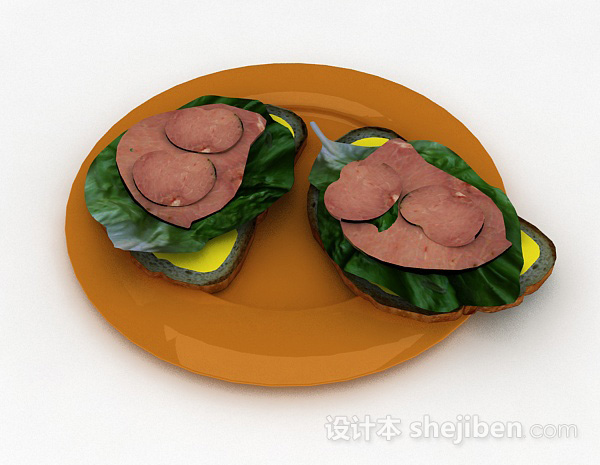 早餐面包3d模型下载