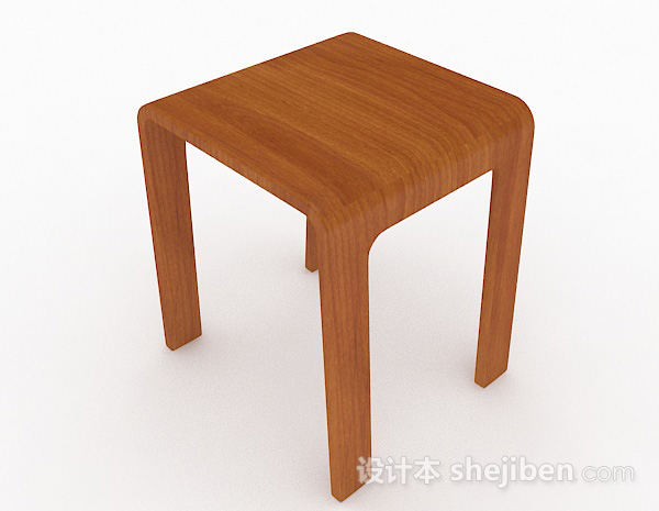 设计本棕色木质简约休闲椅3d模型下载