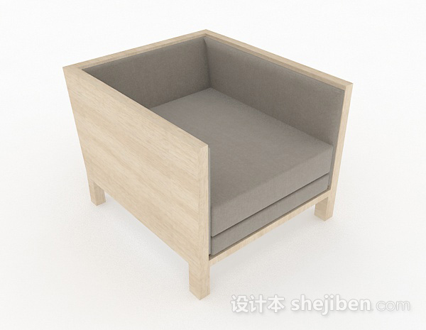 方形棕色简约单人沙发3d模型下载