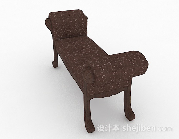 免费欧式棕色沙发长凳3d模型下载