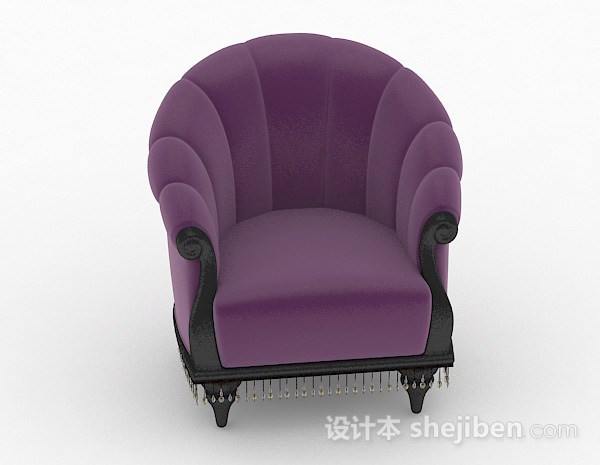 欧式风格欧式紫色单人沙发3d模型下载