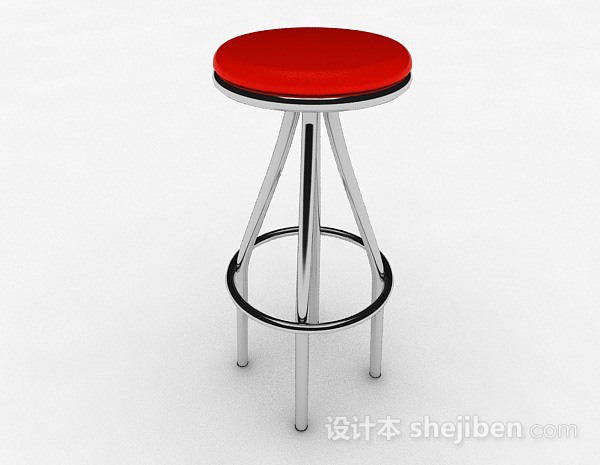 免费红色圆形吧台凳3d模型下载