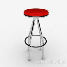 红色圆形吧台凳3d模型下载