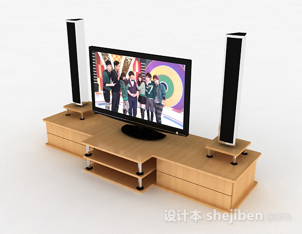 免费家居木质电视柜3d模型下载
