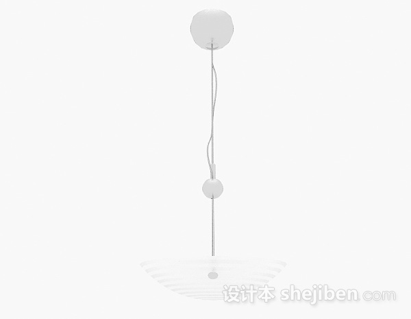 免费现代风格白色圆盘吊灯3d模型下载
