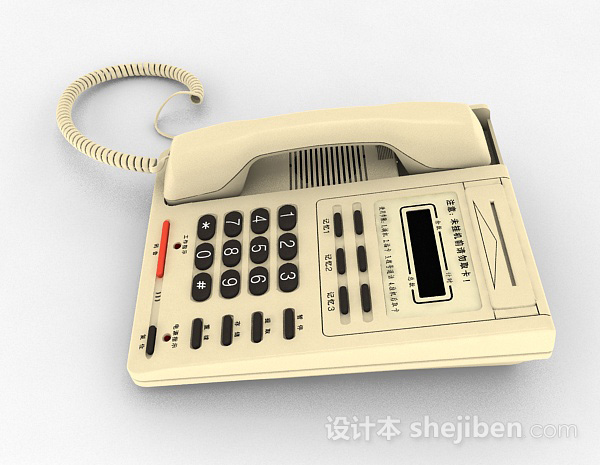 免费黄色家庭电话机3d模型下载