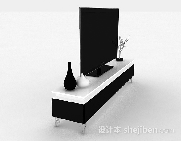 设计本现代风格黑白双色电视柜3d模型下载