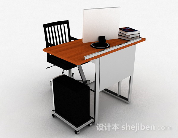 设计本书桌椅组合3d模型下载