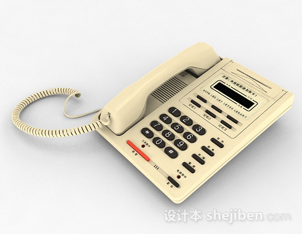 现代风格黄色家庭电话机3d模型下载