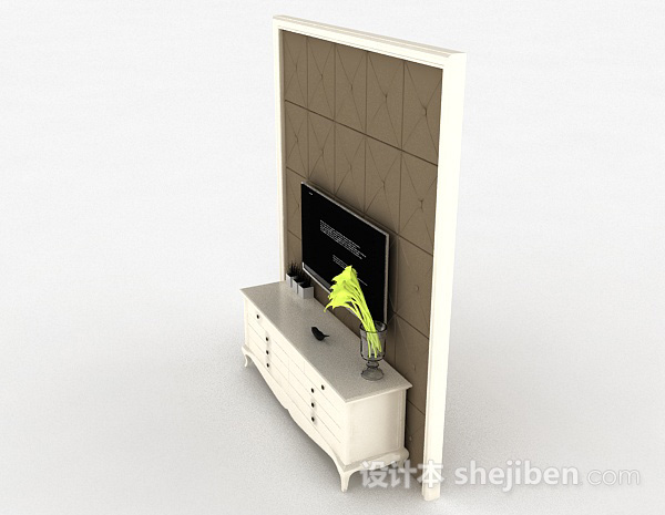 设计本欧式风格白色木质储物柜3d模型下载