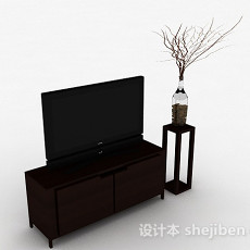 现代风格棕色短款电视柜3d模型下载
