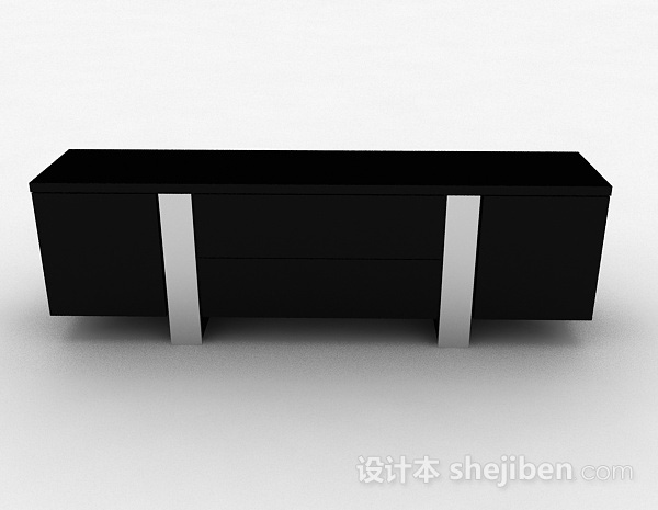 现代风格现代风格黑色时尚烤漆电视柜3d模型下载