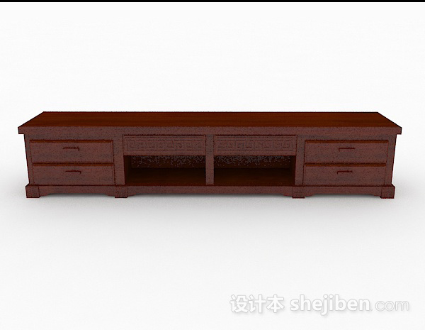 中式风格中式实木电视柜3d模型下载