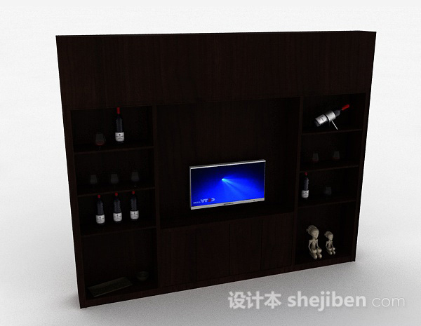 现代风格黑色纹路电视展示柜3d模型下载
