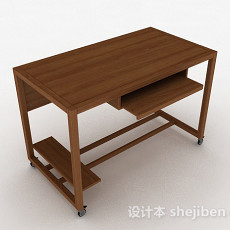 棕色简约木质书桌3d模型下载