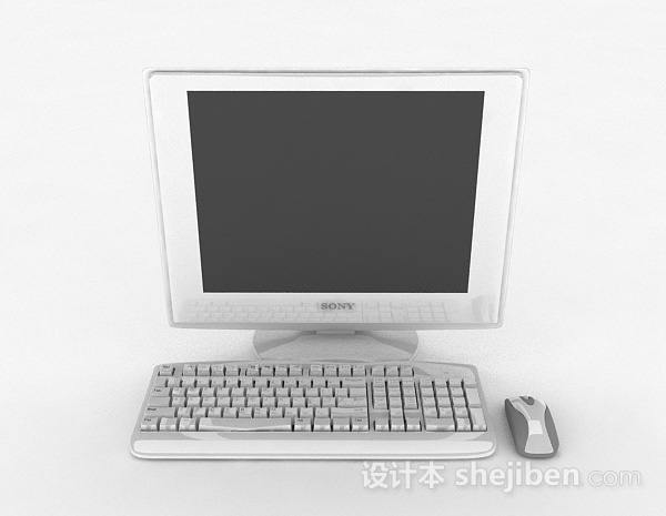 现代风格白色台式电脑3d模型下载