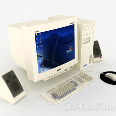 白色台式电脑3d模型下载
