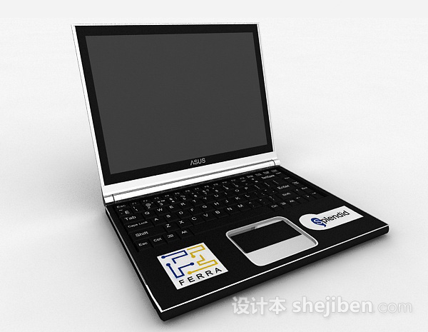 黑色笔记本电脑3d模型下载