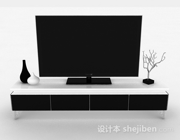 现代风格现代风格黑白双色电视柜3d模型下载