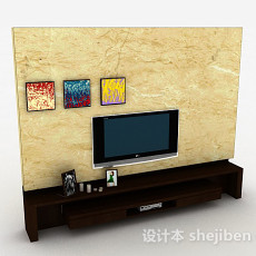 现代风格棕色长款电视柜3d模型下载