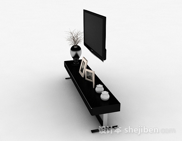 设计本现代时尚黑色电视柜3d模型下载