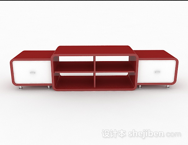 现代风格红色家居电视柜3d模型下载