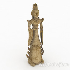中式风格雕刻贵族仕女摆件3d模型下载