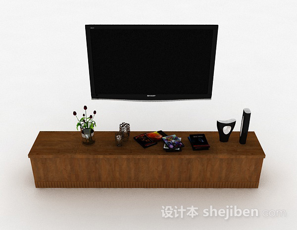 现代风格现代风格浅棕色电视储物柜3d模型下载