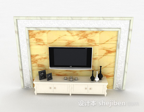 现代风格现代风格白色烤漆面木质电视柜3d模型下载