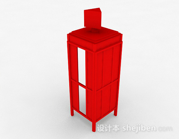 设计本红色户外电话亭3d模型下载