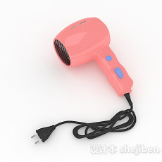 现代风格粉色小巧电吹风3d模型下载