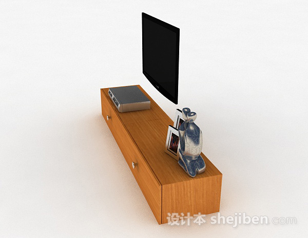 设计本现代风格浅棕色木纹电视柜3d模型下载