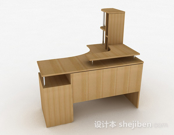 免费棕色简约书桌3d模型下载