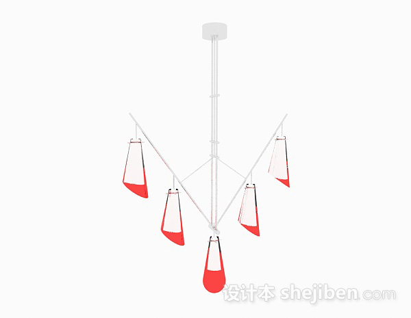 免费现代红色客厅时尚吊灯3d模型下载